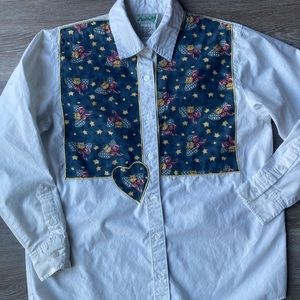 🐛Sale! 3/$12🦋 Vintage Quacker Factory Angel Cat Button Up with Embroidery